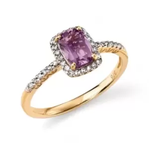 Image of Elements 9ct Yellow Gold And Amethyst Cushion Ring GR281M