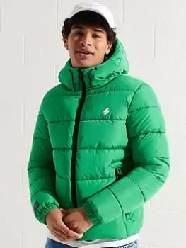 Image of Superdry Hooded Sports Padded Jacket - Green Size M Men