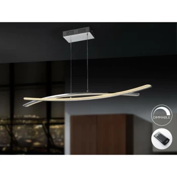 Image of Schuller Lighting - Schuller Linur - Integrated LED Dimmable Bar Ceiling Pendant with Remote Control Chrome