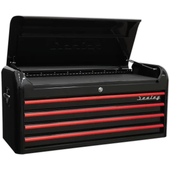 Image of Sealey Premier Retro Style 4 Drawer Wide Top Tool Chest Black / Red