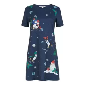 Image of Yumi Navy Festive Tunic Dress - Blue