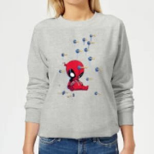 Image of Marvel Deadpool Cartoon Knockout Womens Sweatshirt - Grey - S