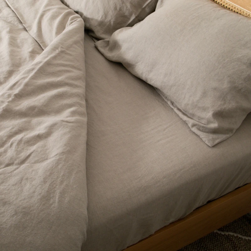 Image of Native Natural Natural Single 100% Linen Fitted Sheet (90x190cm) Size: Single Fitted Natural Unisex Single Fitted