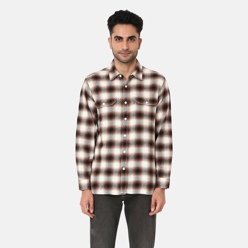 Image of Levis Plaid Worker Shirt - Brown Brown L