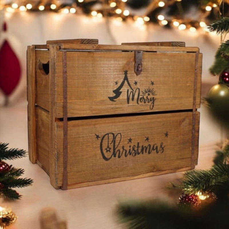 Image of Minster Merry Christmas Box - Wood - L19 X W27 X H30 Cm