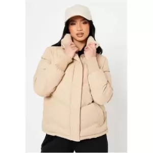 Image of I Saw It First Camel Petite High Neck Puffer Coat - Brown