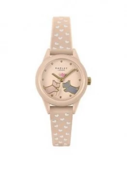 Image of Radley Blush Dog Dial Heart Print Strap Watch