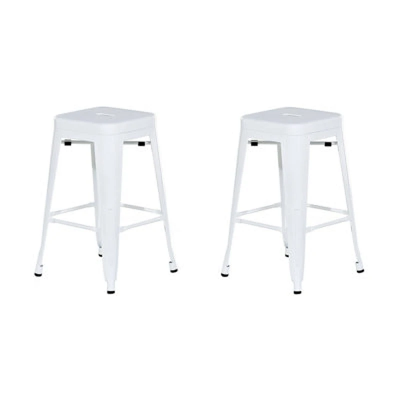 Image of Beliani Set Of 2 Bar Stools Cabrillo Metal White
