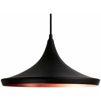 Image of Premier Housewares - Plate Shaped Pendant Light Black Modern Ceiling Light Chandelier 35 x 35 x 172