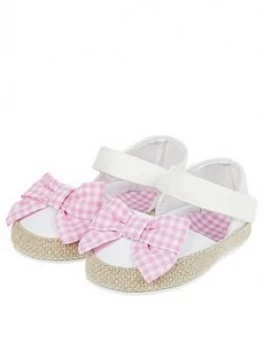 Image of Monsoon Baby Gingham Bow Espadrille Bootie Shoes - Ivory, Size 3-6 Months