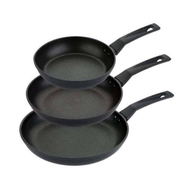 Image of Prestige 9 X Tougher Frying Pan Dishwasher Safe Non Stick Cookware - Pack of 3 Black