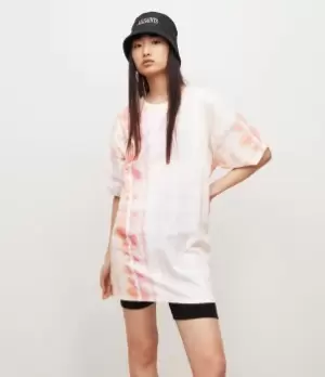 Image of AllSaints Womens Marea T-Shirt Dress, Rainbow Pink, Size: M