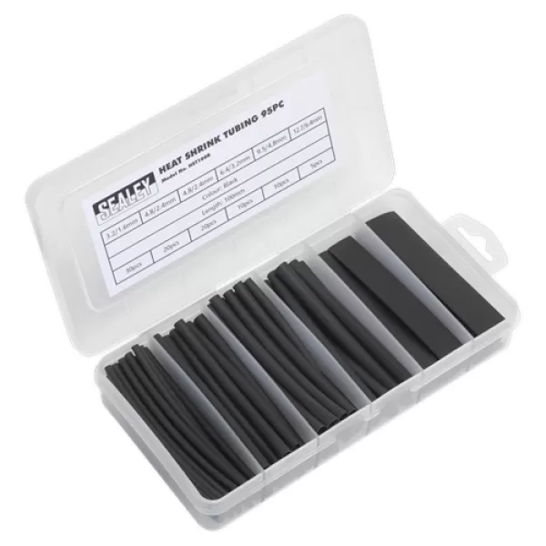 Image of Genuine SEALEY HST100B Heat Shrink Tubing Assortment 95pc 100mm Black