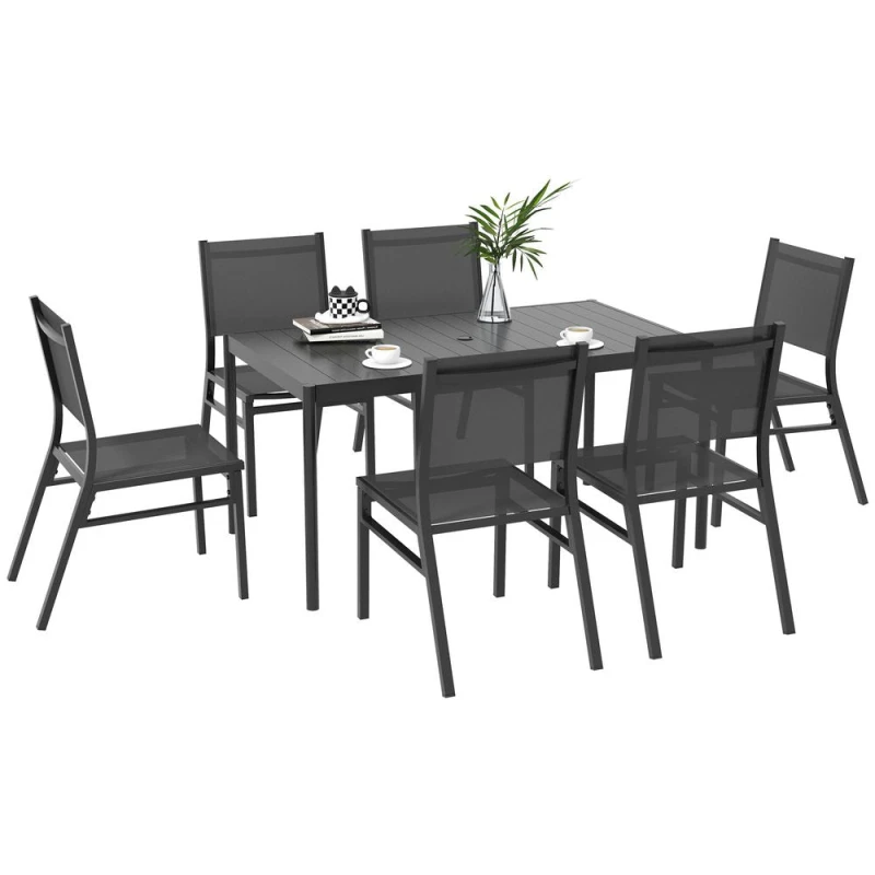 Image of Outsunny 7 Piece Garden Dining Set with Breathable Mesh Seat - Outsunny 5056725511494