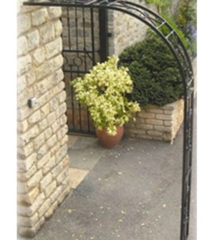 Image of Poppy Forge Buckingham Wall Fix Arch (Inc 2 Ground Spikes), Garden Archway - Solid Steel - L30 X W127 X H218cm - Black
