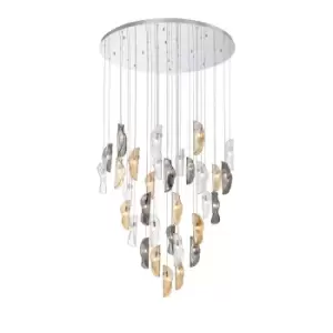 Image of Marilla Ceiling Pendant 6m, 32 Light G9, Polished Chrome, Clear & Amber & Smoked Glass