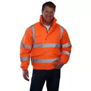 Image of Grafters Unisex Hi-Visibility Waterproof Bomber Jacket (2XL) (Orange)