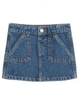Image of Mango Baby Girls Pocket Detail Denim Skirt