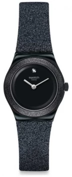 Image of Swatch LOST MOON Irony Lady Black Glitter Silicone Strap Watch