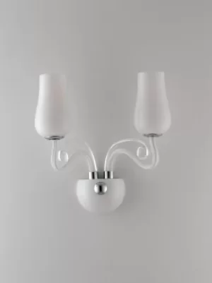Image of ANGEL Wall Lamp with 2 Light Glass Shades White 34x35x18cm