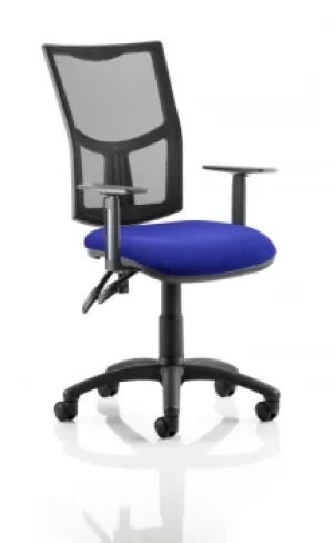Image of Eclipse II Lever Task Operator Chair Mesh Back With Bespoke Colour Seat in Admiral Blue With Height Adjustable Arms