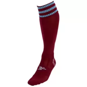 Image of Precision 3 Stripe Pro Football Socks Adult (7-11, Maroon/Sky)