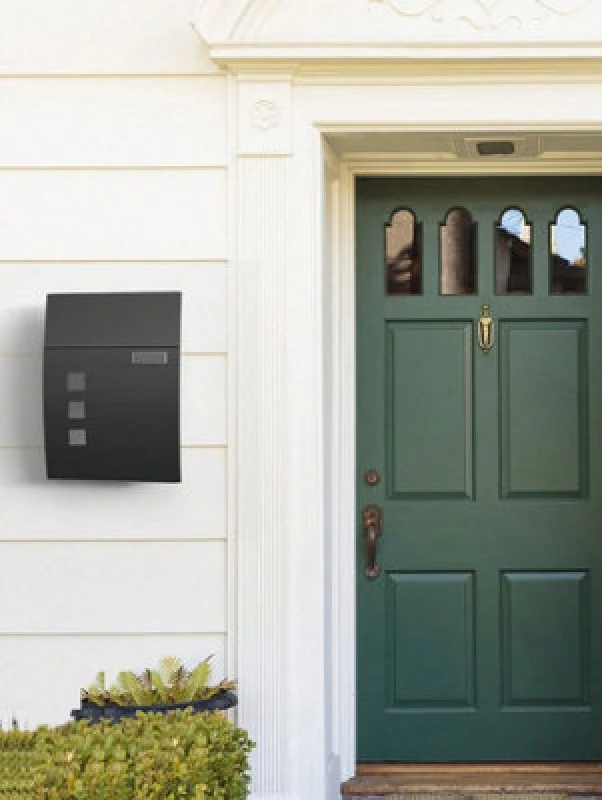 Image of LEDREM Songmics Mailbox, Wall-Mounted Lockable Post Letter Box With Viewing Windows, Nameplate, And Keys, Easy To Install, Black