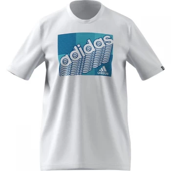 Image of adidas QT T Shirt Mens - White Retro