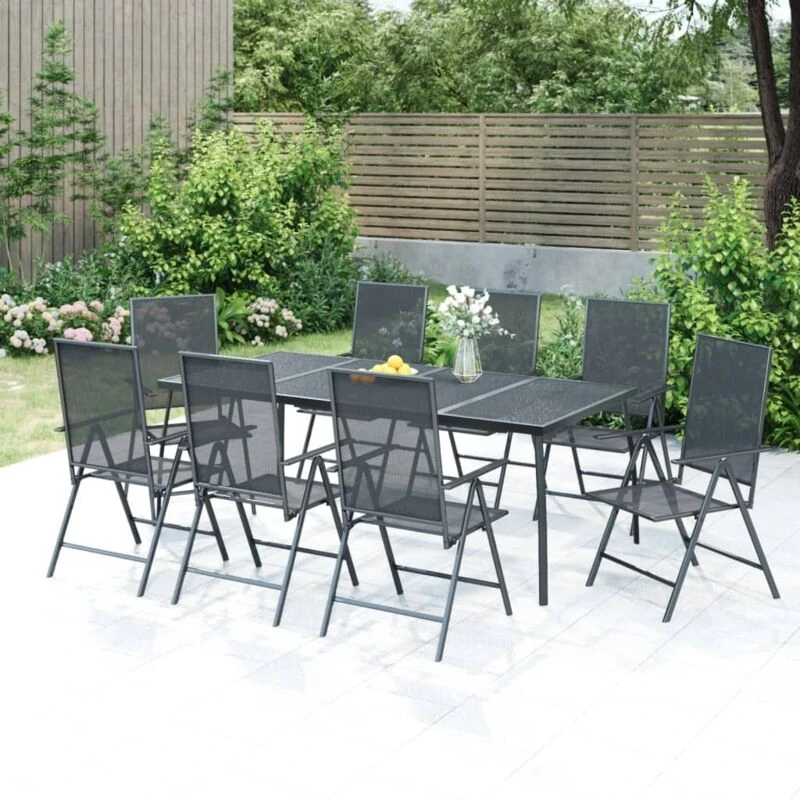Image of VIDAXL 9 Piece Garden Dining Set Anthracite Steel Vidaxl 3187984