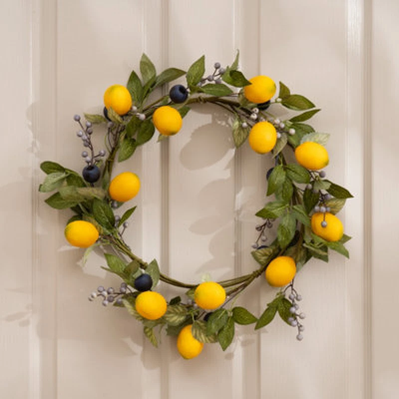 Image of Scottish Everlastings Ltd. Scottish Everlastings Artificial 46Cm Lemon & Berry Wreath