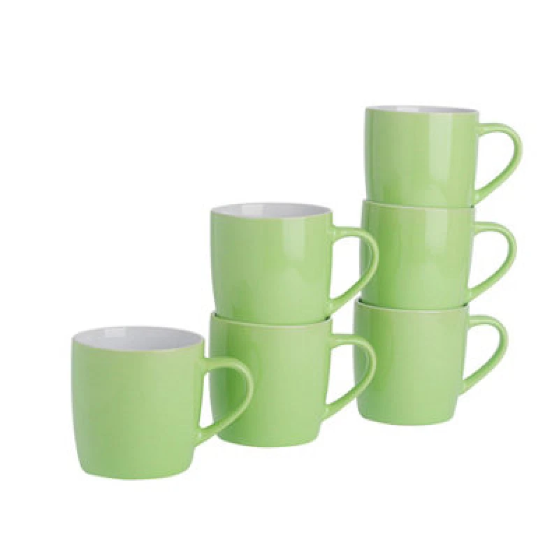 Image of Argon Tableware 2X Coloured Coffee Mugs - 350Ml - Green - Durable Stoneware Cappuccino Tea Cup Dishwasher & Microwave Safe