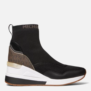 Image of Michael Kors Womens Swift Knitted Hi-Top Trainers - Brown - UK 4