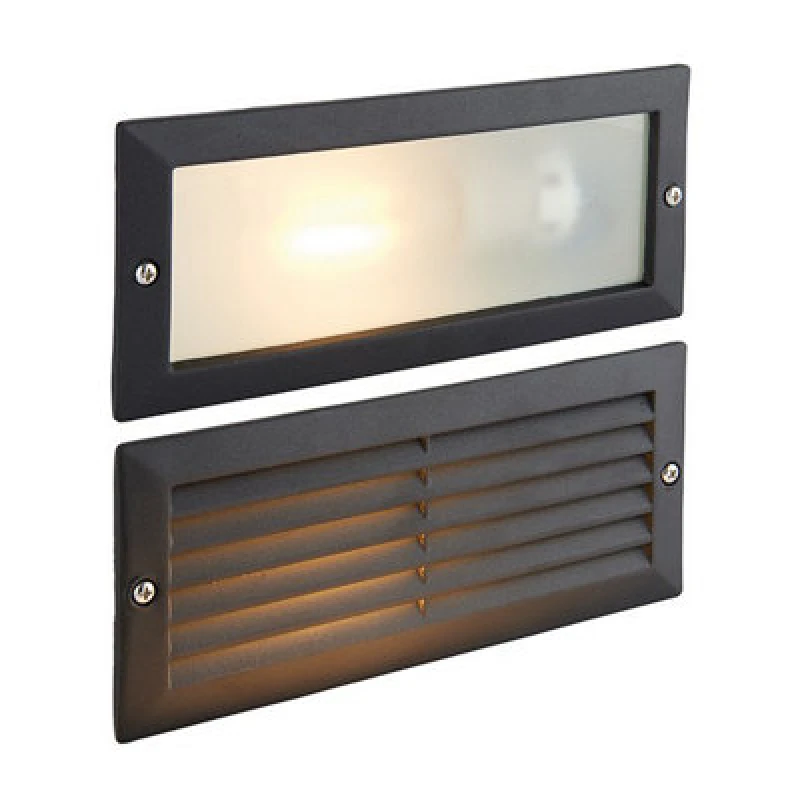 Image of Netlighting Eco Outdoor Plain & Louvre IP44 40W Textured Black Paint & Frosted Glass Black
