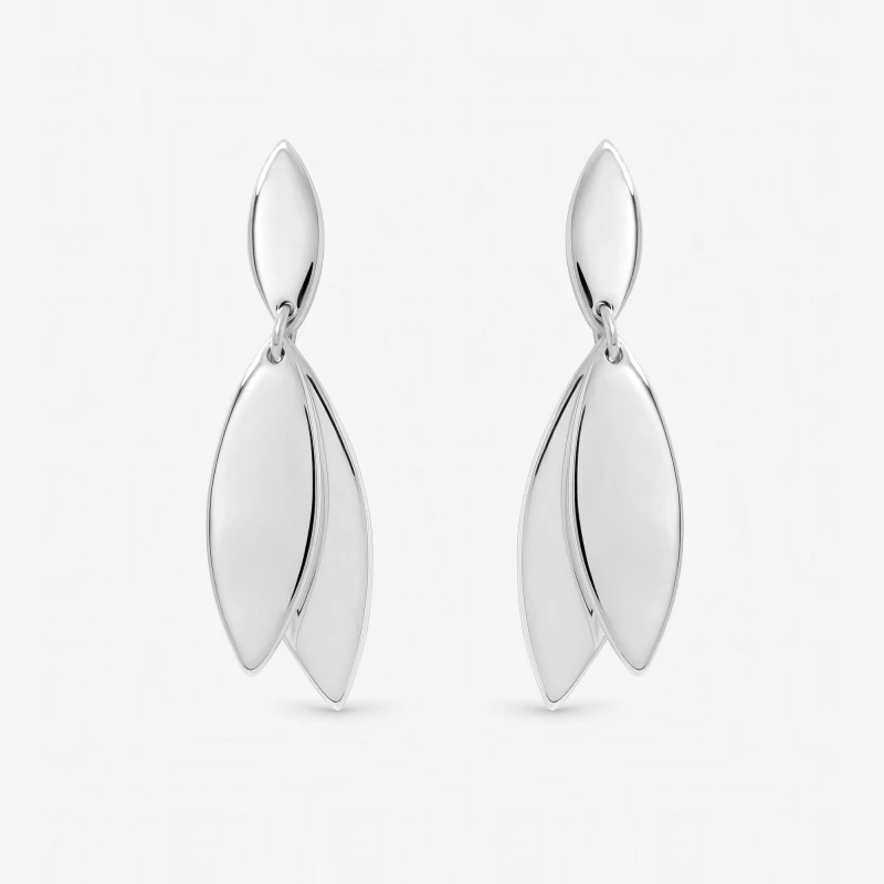 Image of Inicio Sterling Silver Plated Double Drop Earrings Silver female One Size