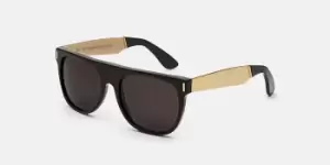 Image of Retrosuperfuture Sunglasses Flat Top Francis Black Gold IAB1 G7U