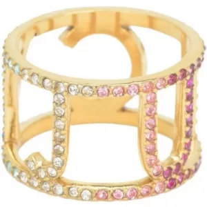 Image of Ladies Juicy Couture PVD Gold plated Size P Iconic Juicy Rainbow Ring