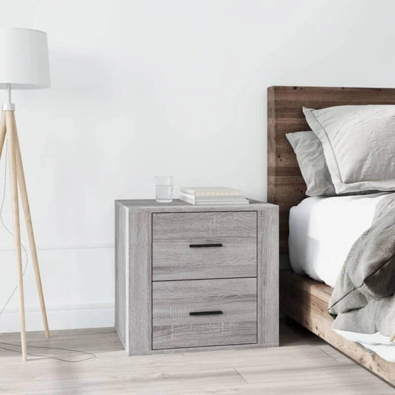 Image of Vidaxl Bedside Cabinet Grey Sonoma 50X39X47 Cm, Grey 816710