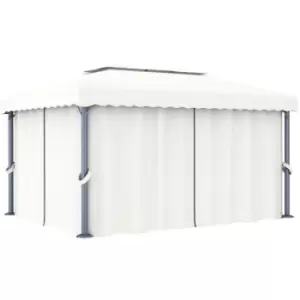 Image of Gazebo with Curtain 4x3 m Cream White Aluminium - White - Vidaxl