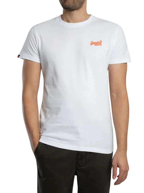 Image of Superdry Essential Logo EMB T-Shirt Optic/Hazard Orange XXL