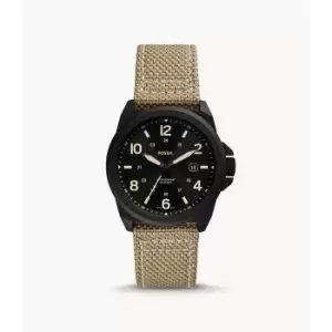 Image of Fossil Mens Bronson Three-Hand Date Taupe Nylon Watch - Brown
