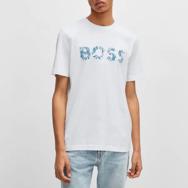 Image of BOSS Orange Bossocean Cotton-Jersey T-Shirt - L White Tops male 50515997-100 L