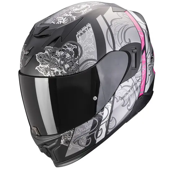 Image of Scorpion Exo-520 Evo Air Fasta Matt Black-Silver-Pink Full Face Helmet XL