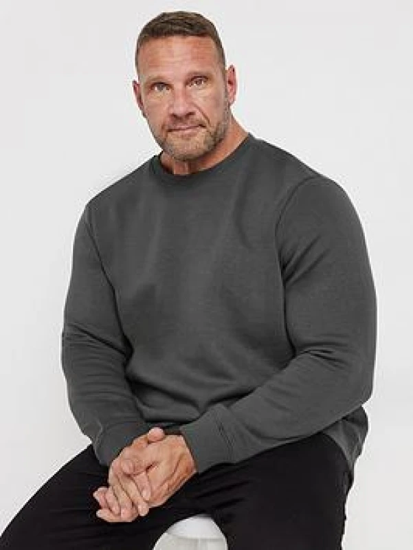 Image of BadRhino BadRhino Men Premium Crew Neck Sweatshirt in Grey Size: 4X-Large Grey 4XL Male 5063111769858