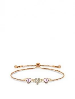 Image of Jon Richard Jon Richard Swarovski Light Rose Dancing Heart Toggle Bracelet