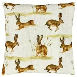Image of Evans Lichfield Country Hare Cushion Cover (One Size) (Cream/Brown) - Cream/Brown