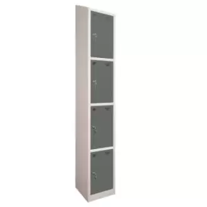 Image of 4 Door Locker, 300X300, Grey Carcass/Dark Grey Doors, Sloping Top, Camlock