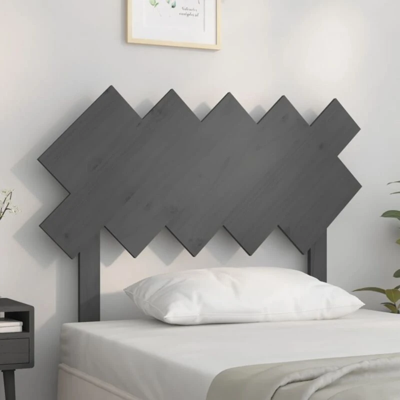 Image of Vidaxl Bed Headboard Grey 104X3X80.5cm Solid Wood Pine, Grey 819207