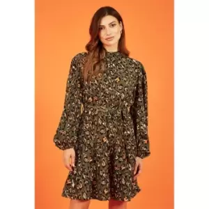 Image of Mela London Green Animal Print Skater Dress - Green