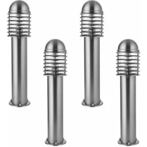 Image of Loops - 4 pack Outdoor Post Bollard Light Polished Steel Vandal Proof External Pathway