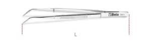 Image of Beta Tools 993 Bent Thin Stainless Steel Pin Spring Tweezers 145mm 009930001